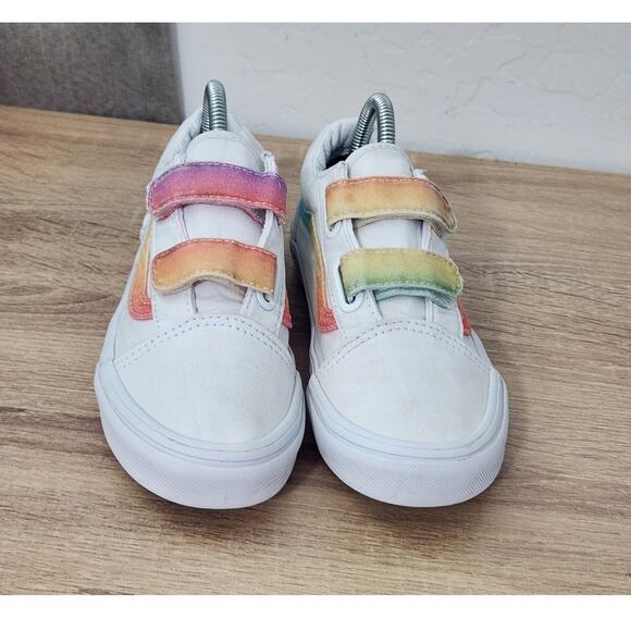 VANS Kids Size 3 Shoes White Rainbow Casual School Play Sneakers Youth Skate - Picture 5 of 10
